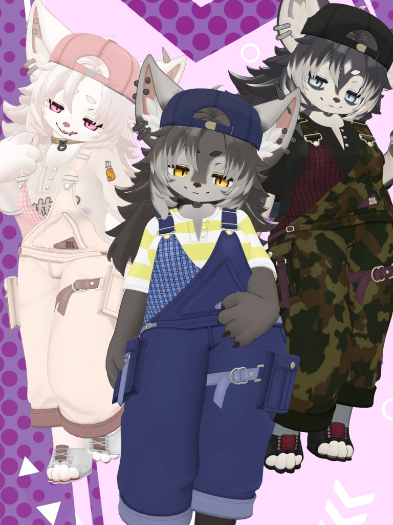 【VRChat想定3Dモデル】ジルちゃん向けオーバーオール「GroovyGroove」