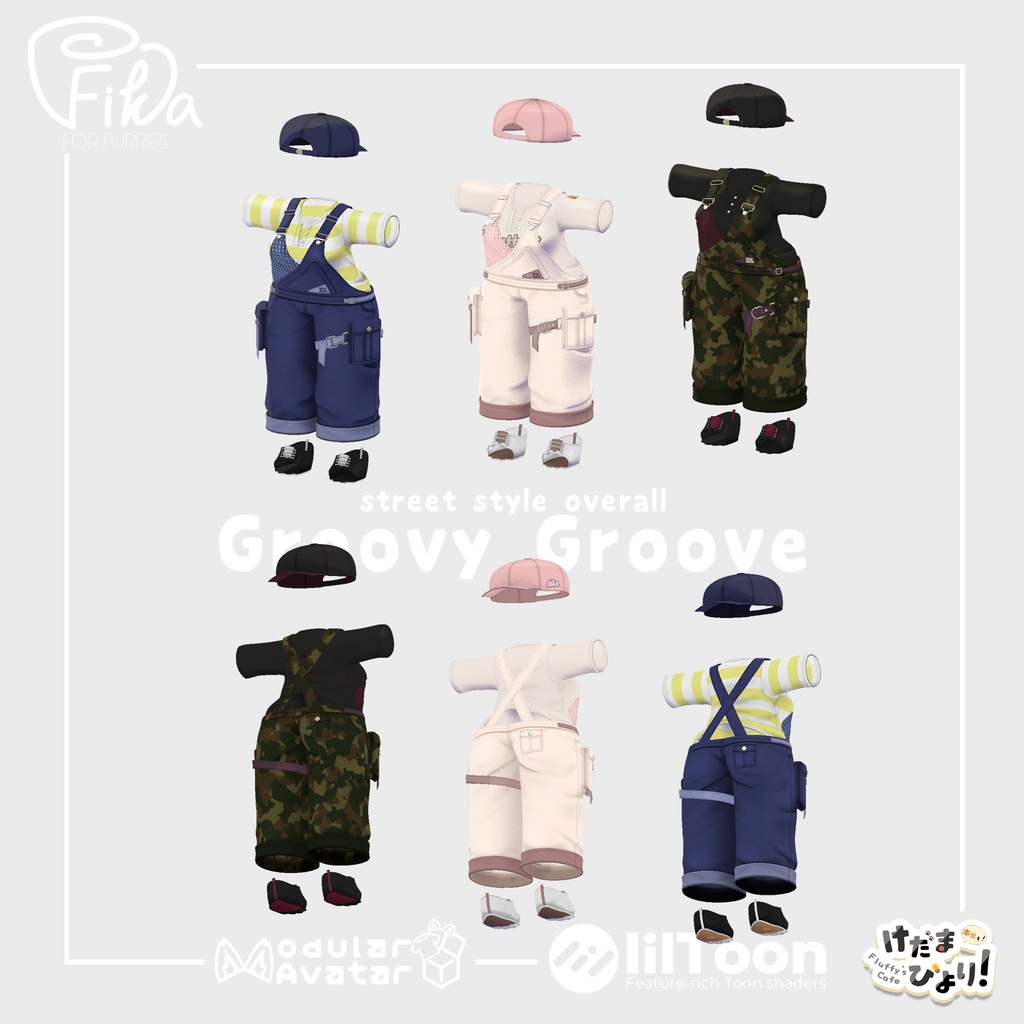 【VRChat想定3Dモデル】ジルちゃん向けオーバーオール「GroovyGroove」