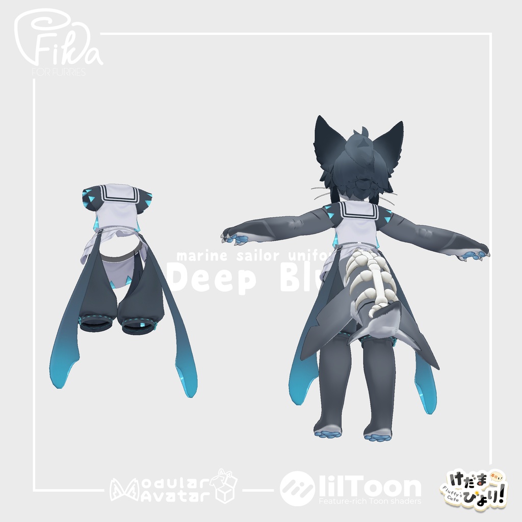 【VRChat想定3Dモデル】シャロくん向けマリンセーラー「DeepBlue」