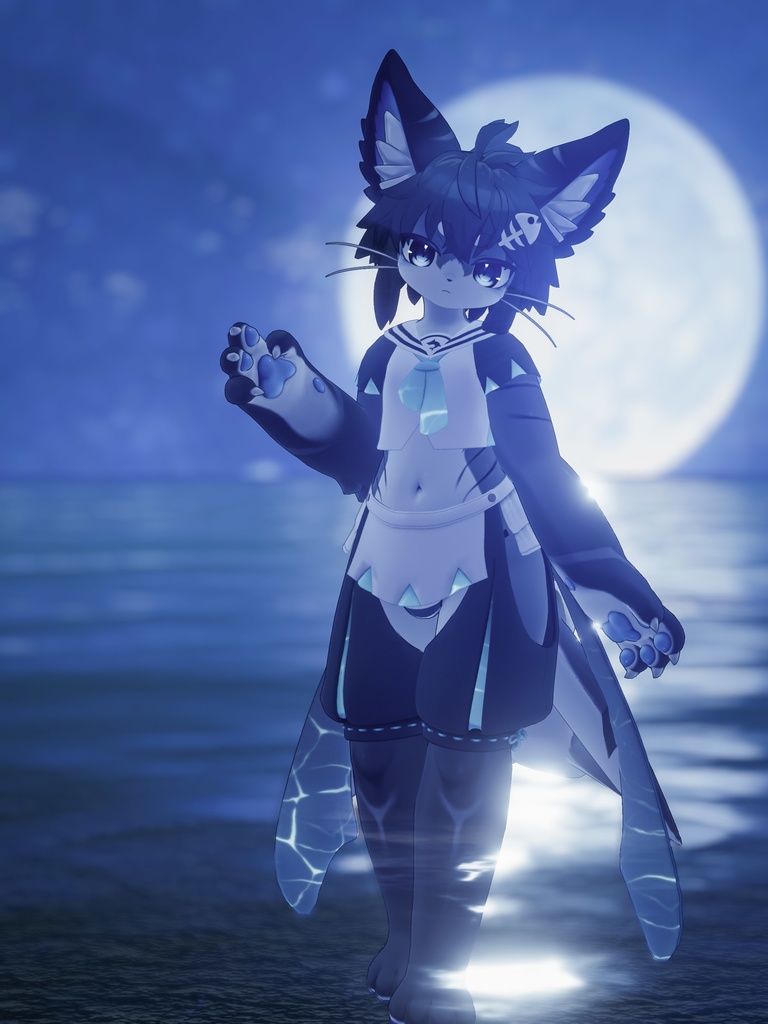 【VRChat想定3Dモデル】シャロくん向けマリンセーラー「DeepBlue」