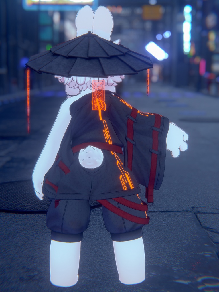 【VRChat想定3Dモデル】ユエくん向けテックウェア「月兎暗衣-YuetuAnyi-」