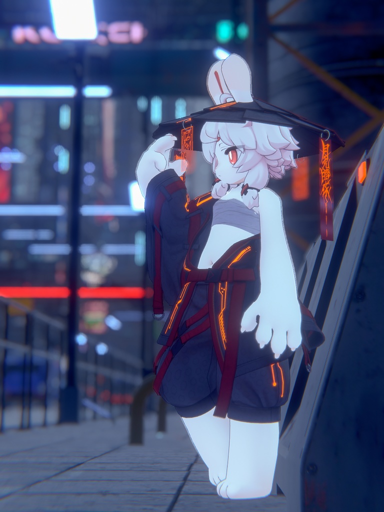 【VRChat想定3Dモデル】ユエくん向けテックウェア「月兎暗衣-YuetuAnyi-」