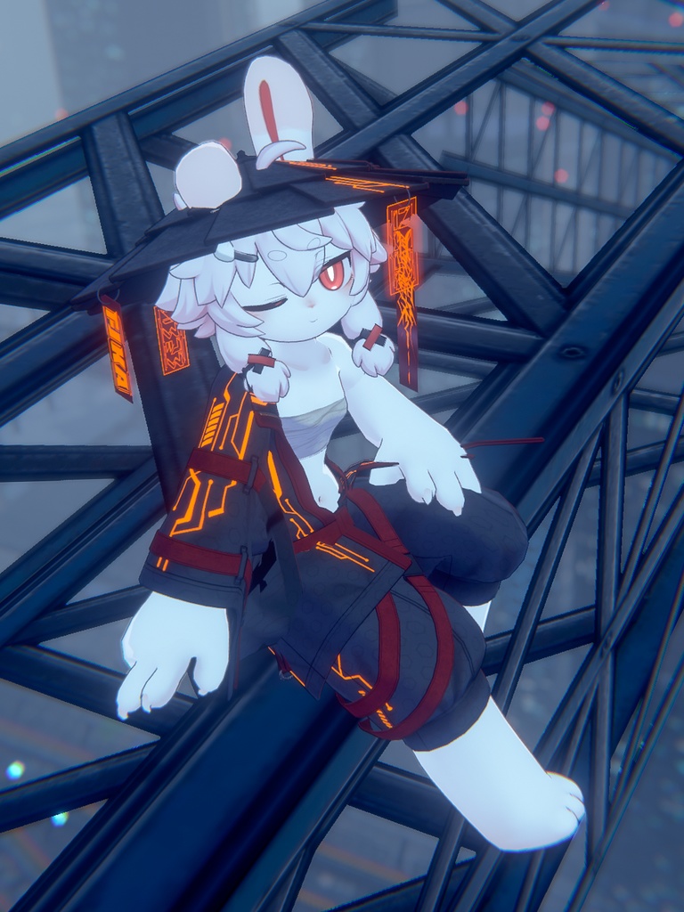 【VRChat想定3Dモデル】ユエくん向けテックウェア「月兎暗衣-YuetuAnyi-」