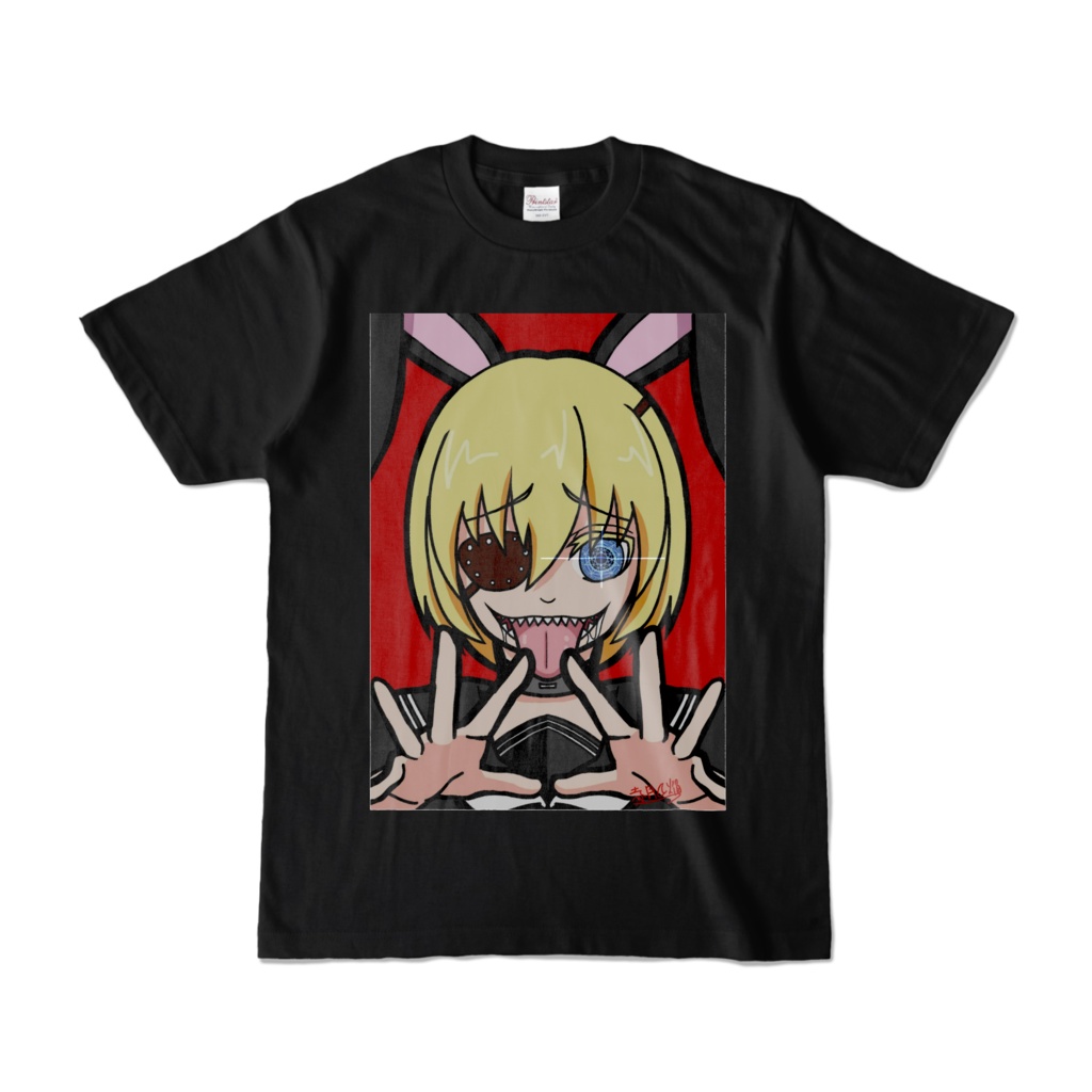 D.I.N.S.I.S.N社キャラクターズ『ノーラ=ラビ=ユヅキ=シオン少佐』完全捕食Tシャツ 黒
