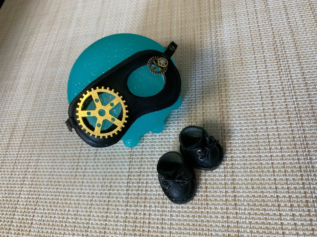 10㎝ぬい 革のスチームパンク風ゴーグルセット