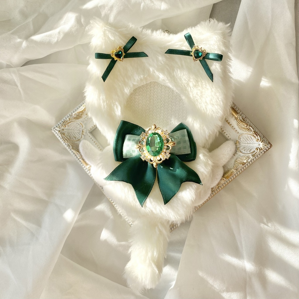 【ぷち's FES 】10cm ぬい用 着ぐるみ 天使なねこ ぬい服【パールオーバル】