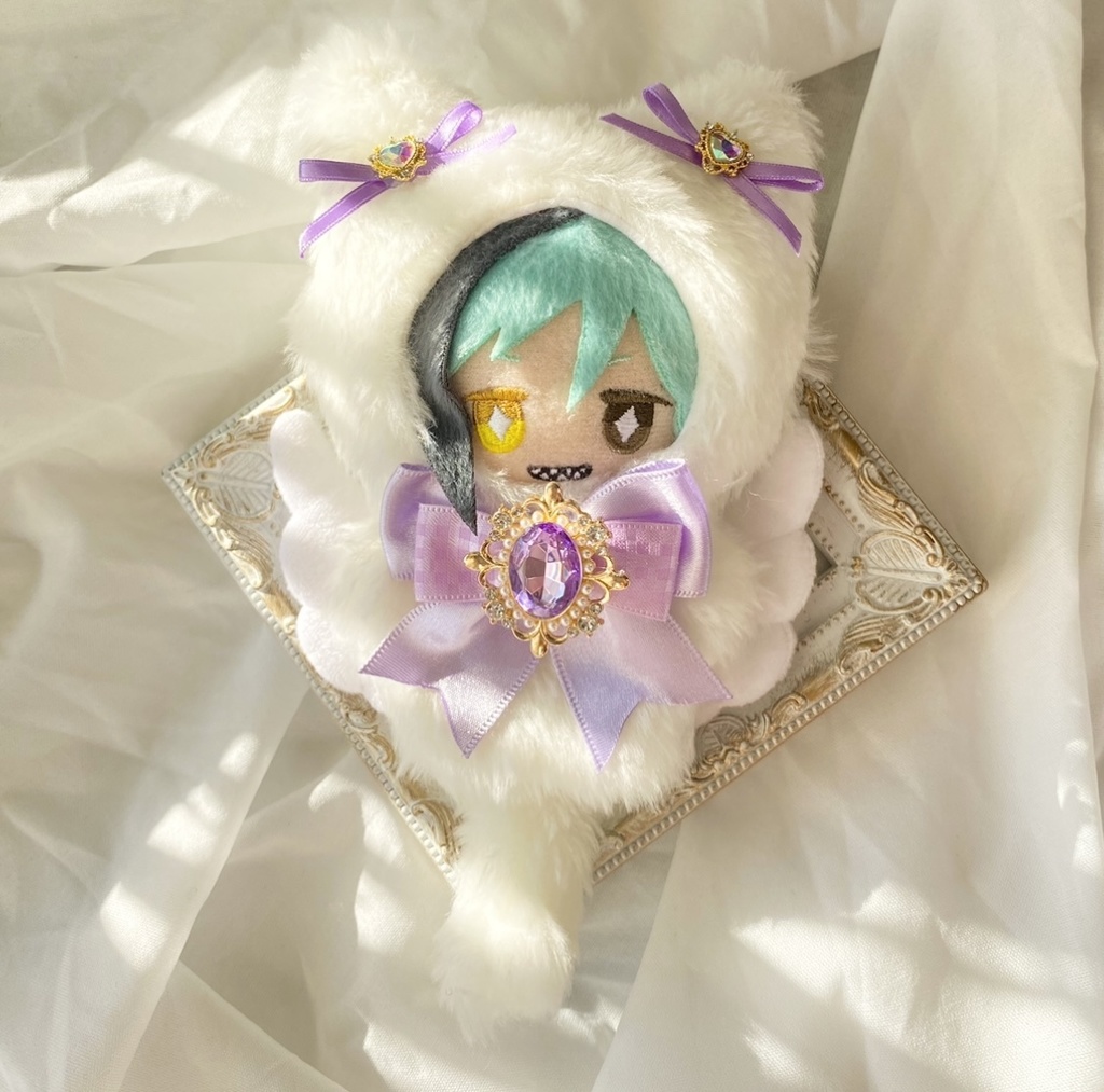 【先行特別販売】10cm ぬい用 着ぐるみ 天使なねこ　ぬい服