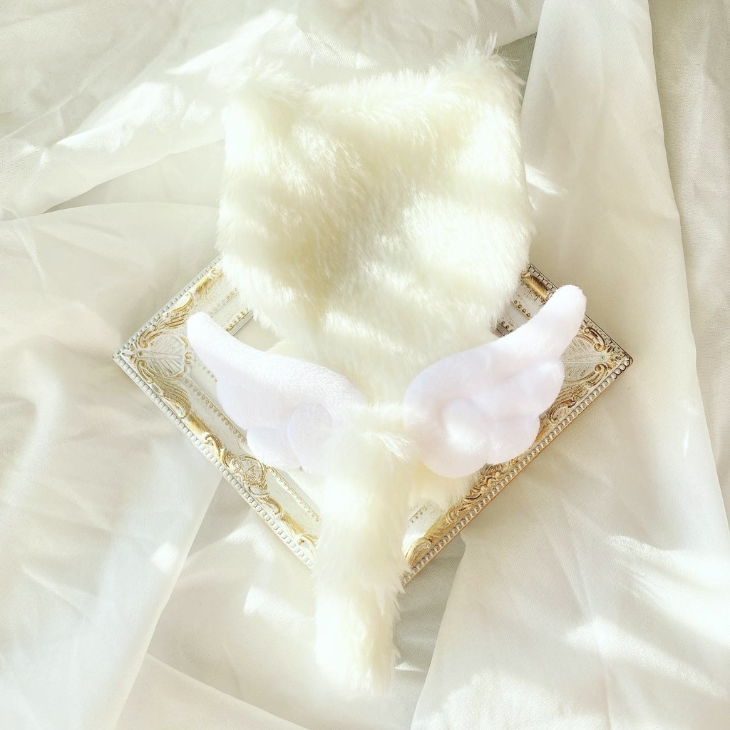 【ぷち's FES 】10cm ぬい用 着ぐるみ 天使なねこ ぬい服【えれがんと】