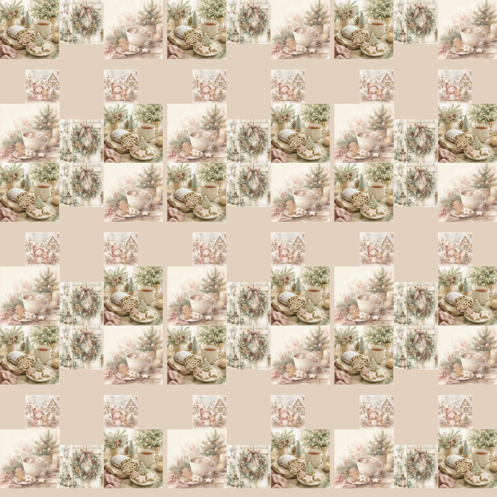 くすみカラーのクリスマス水彩イラスト　手帳素材、デジタルアート