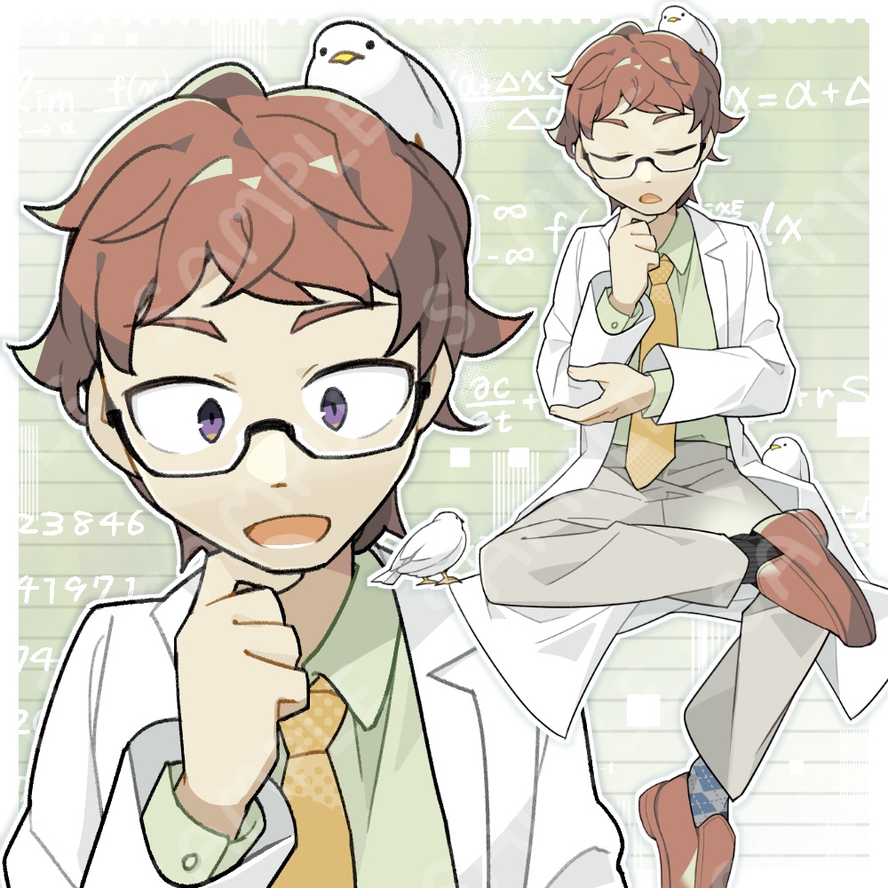 考える白衣の男性立ち絵