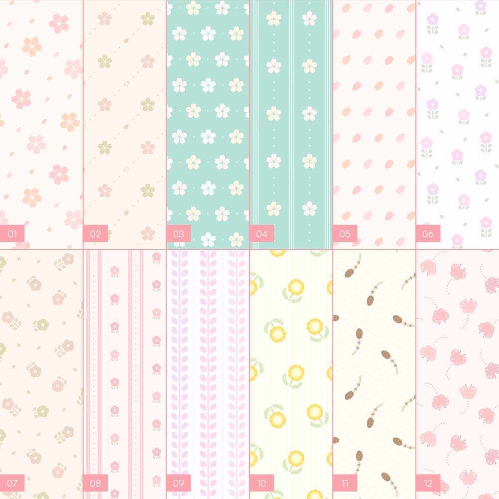 【無料版有】スプリングなシームレスパターン 62枚