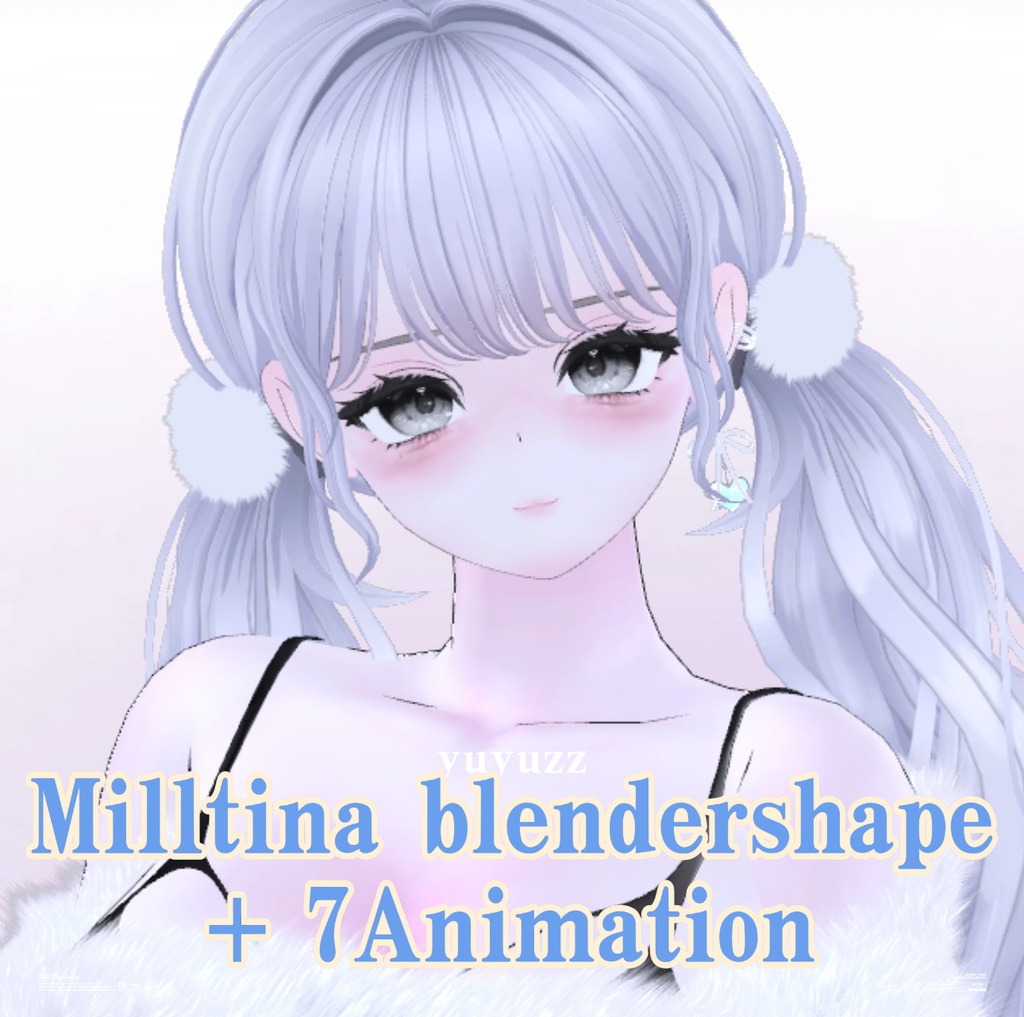 VRCHAT-1奶牛妹Milltina(捏脸和7个表情)-Face-BlendShape+ 7Animation