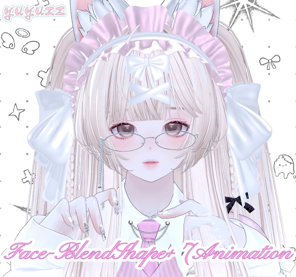 VRCHAT-shinra森罗4(捏脸和7个表情)-Face-BlendShape+ 7Animation