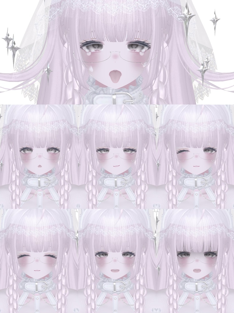 VRCHAT-エク - Eku1(捏脸和7个表情)-Face-BlendShape+ 7Animation