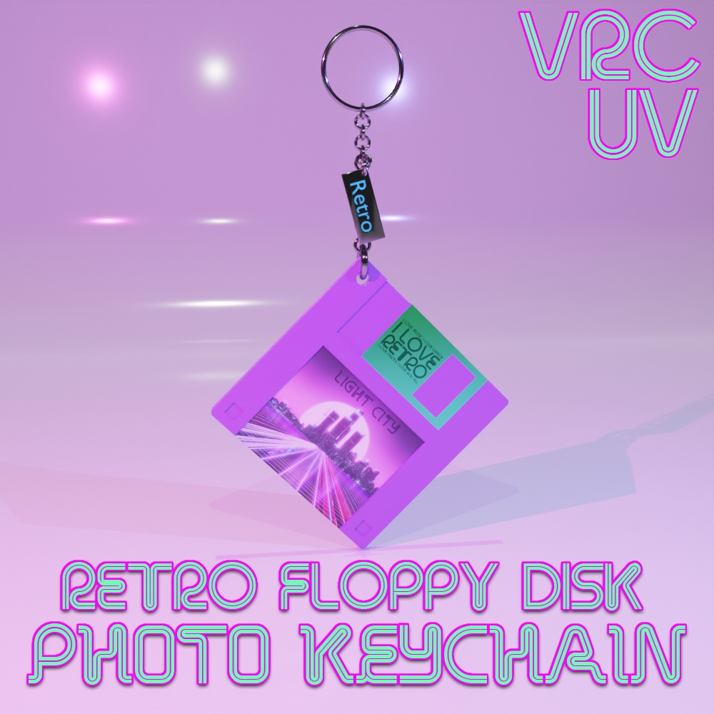 レトロ フロッピーディスク 写真 キーホルダー『Retro Floppy Disk_Photo keychain』