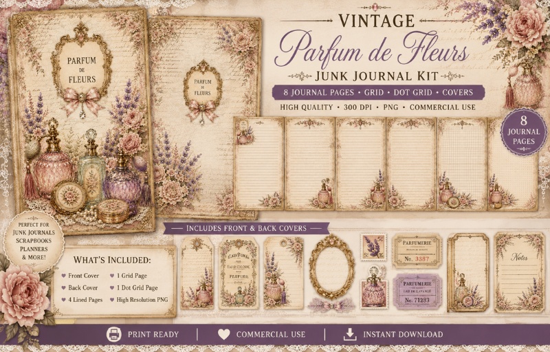 Vintage Parfum Parlor Junk Journal - ヴィンテージ香水館 ジャンクジャーナル