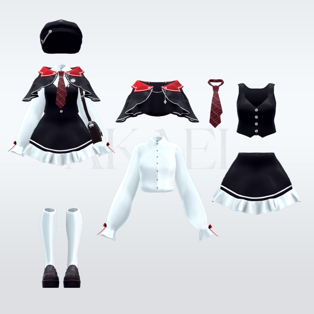 【8アバター対応】アカエル 制服 (AKAEL SEIFUKU)