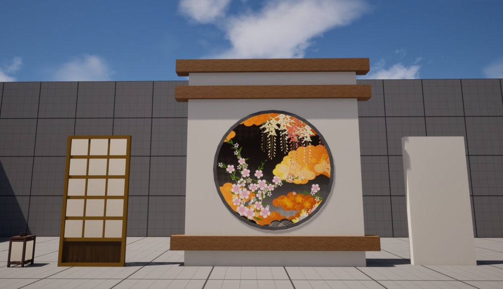 【無料配布】【FBX】日本家屋の廊下と行燈セット