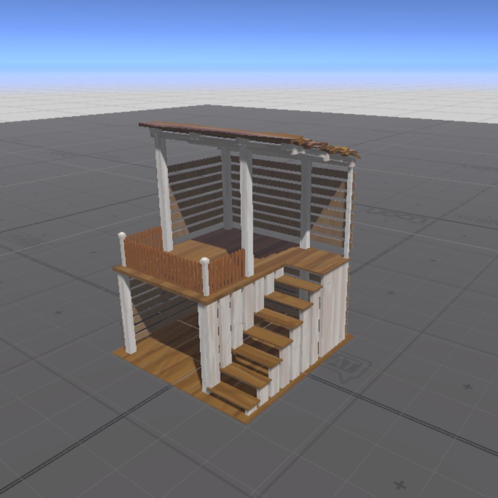 【Vket向けモデル】BoothBase:Wood Loft| 木造二階建てブースモデル