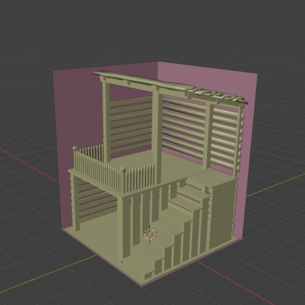 【Vket向けモデル】BoothBase:Wood Loft| 木造二階建てブースモデル