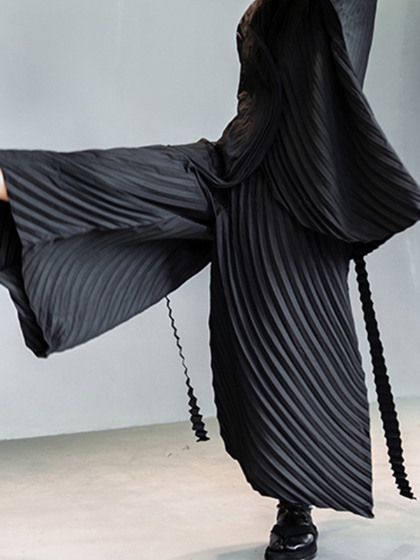 都市無地プリーツ上着 & パンツ二枚セット