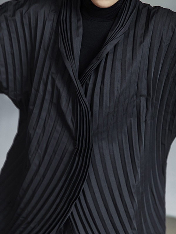 都市無地プリーツ上着 & パンツ二枚セット