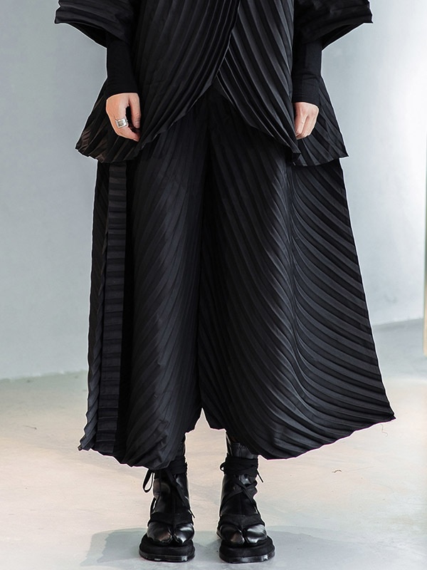 都市無地プリーツ上着 & パンツ二枚セット