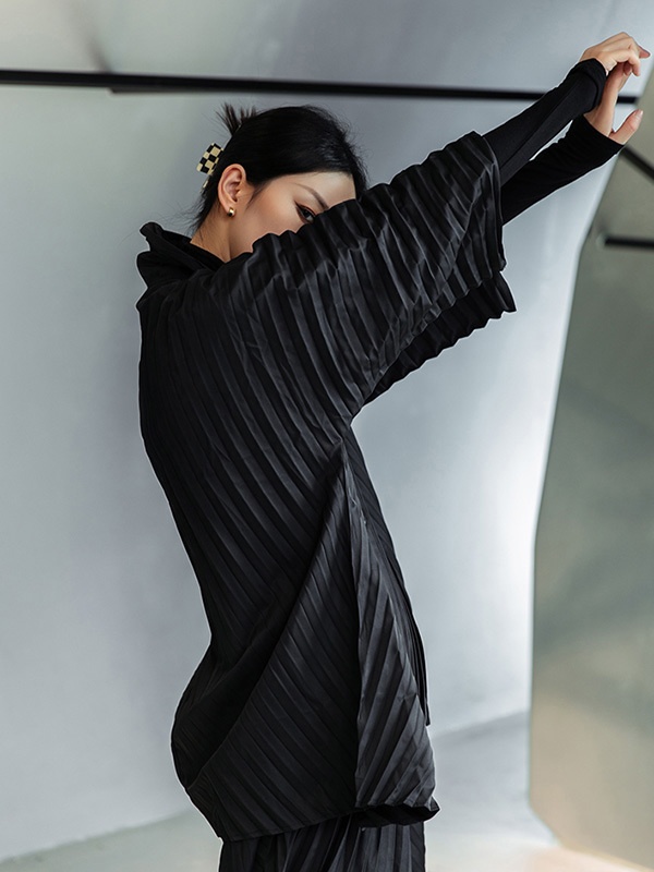 都市無地プリーツ上着 & パンツ二枚セット