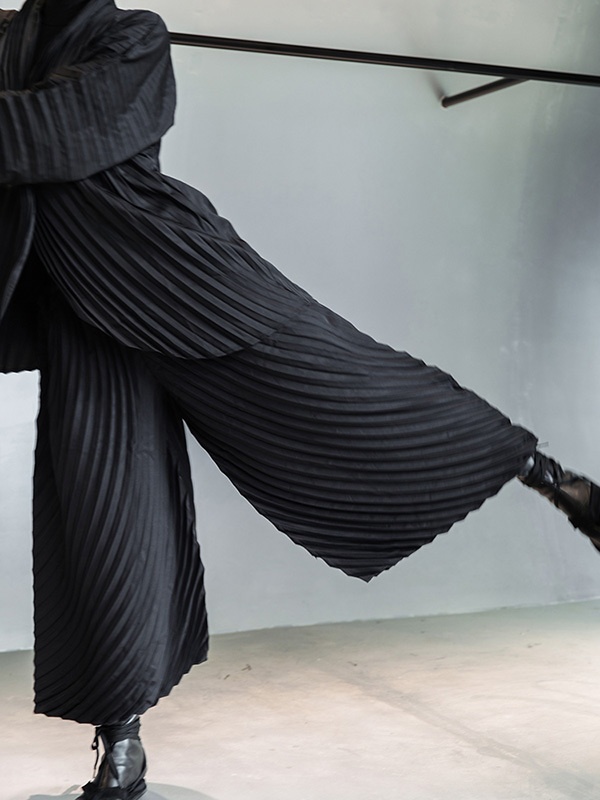 都市無地プリーツ上着 & パンツ二枚セット