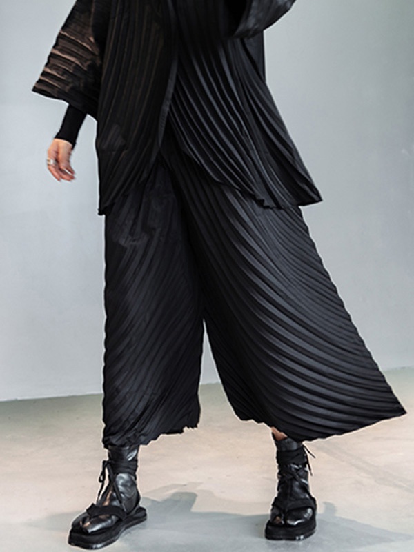 都市無地プリーツ上着 & パンツ二枚セット