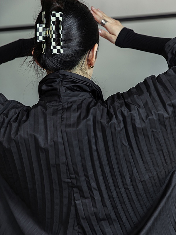 都市無地プリーツ上着 & パンツ二枚セット