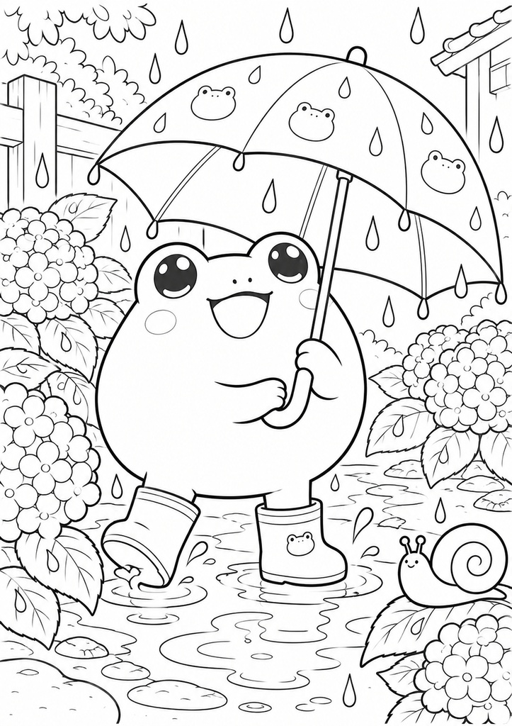 かわいいカエルの塗り絵 10枚セット|印刷・デジタル対応