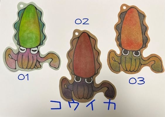 手描き栞セット【イカ】