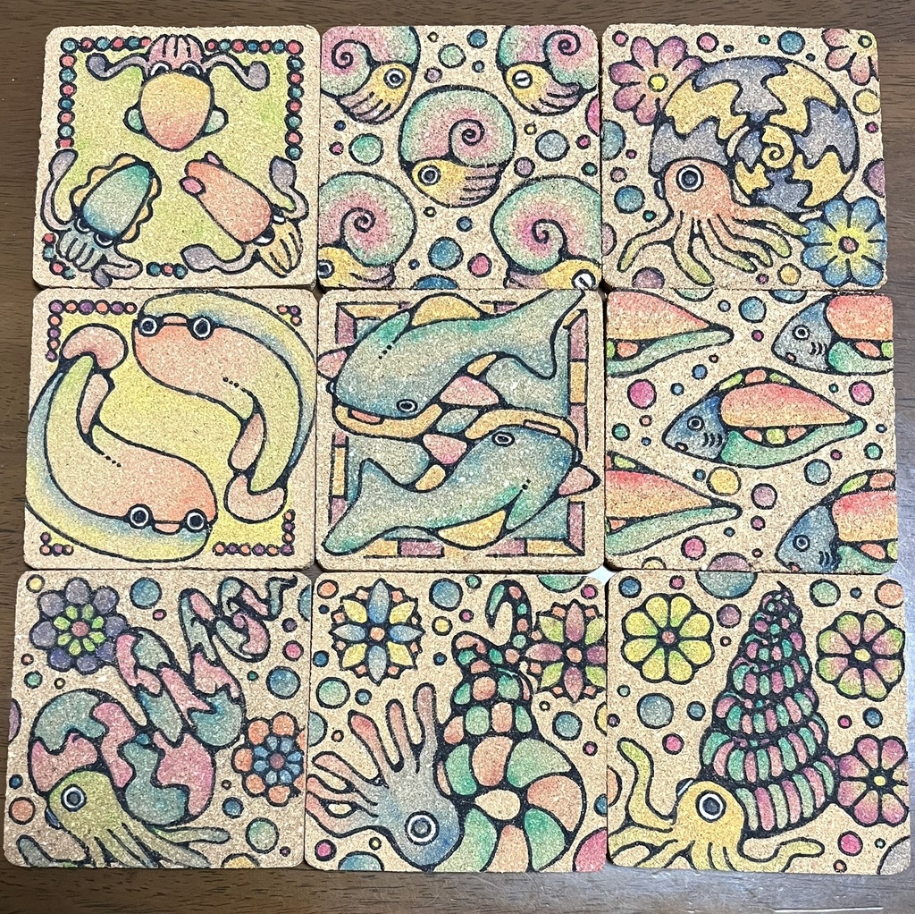 手描き(原画)コルクコースター