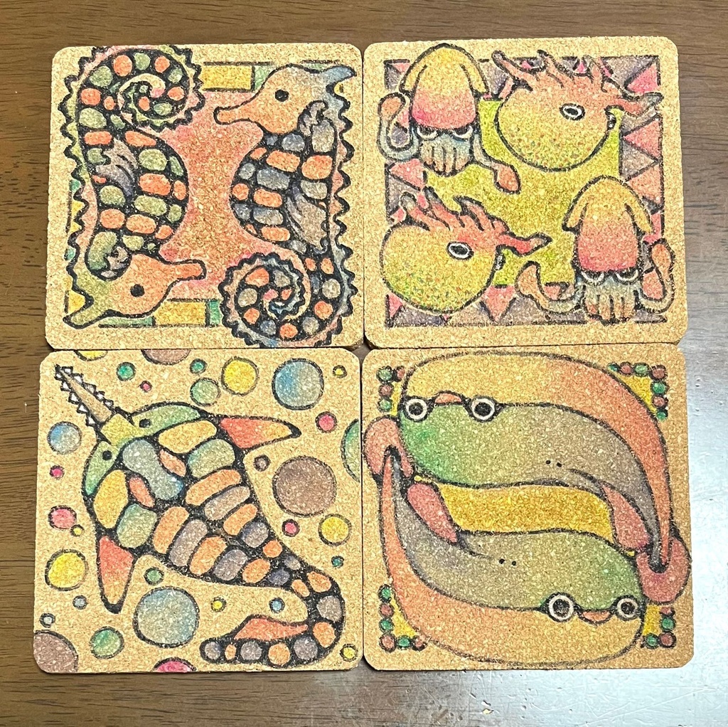 手描き(原画)コルクコースター