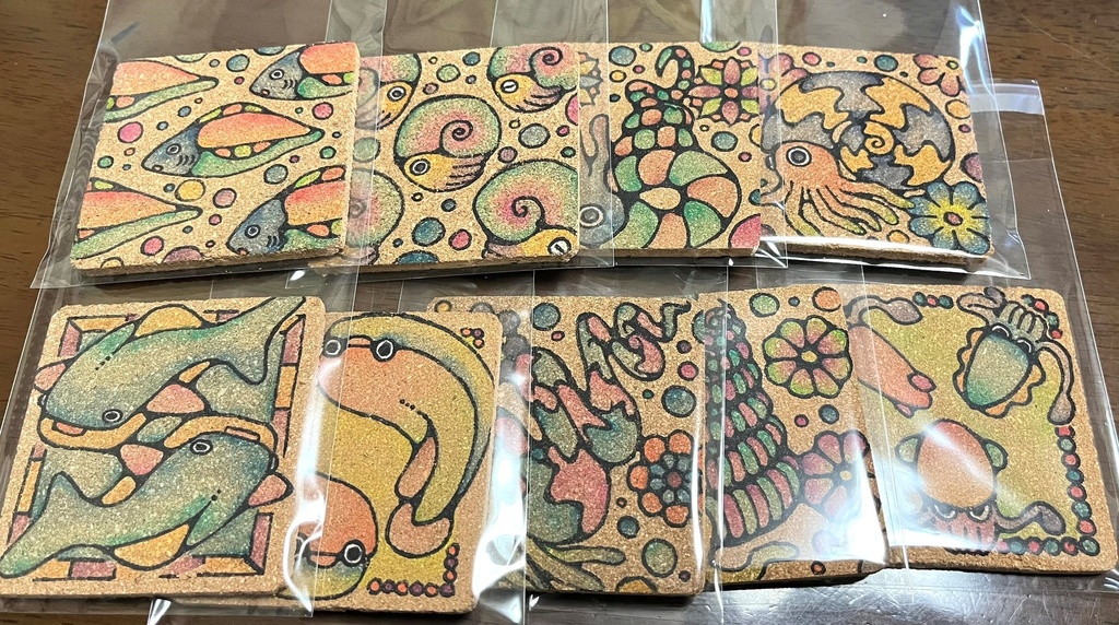 手描き(原画)コルクコースター