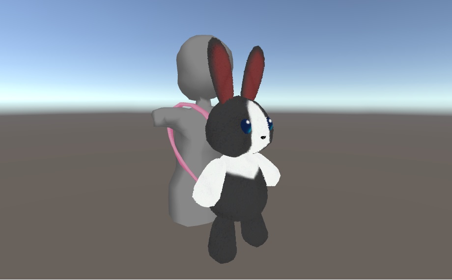 【VRChat向け小物】ゆらゆらゆれるぬいぐるみリュック_うさぎ 2.0