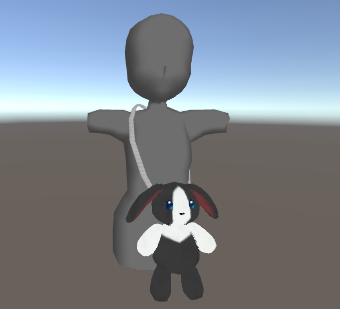 【VRChat向け小物】ゆらゆらゆれるぬいぐるみポーチ_うさぎロップイヤー 2.0