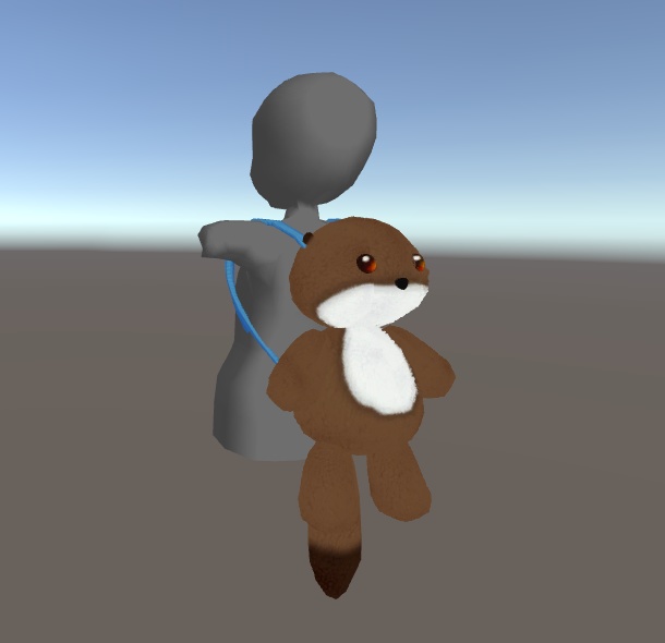 【VRChat向け小物】ゆらゆらゆれるぬいぐるみリュック_らっこ 2.0
