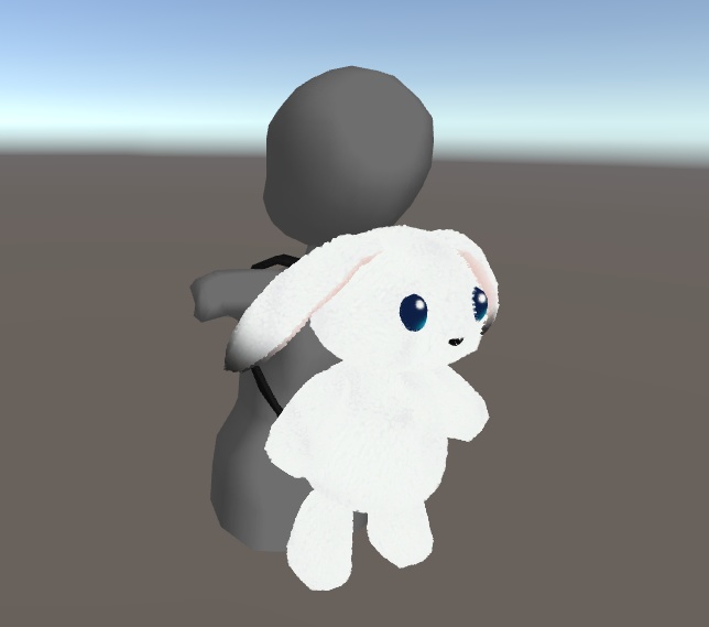 【VRChat向け小物】ゆらゆらゆれるぬいぐるみリュック_うさぎロップイヤー 2.0