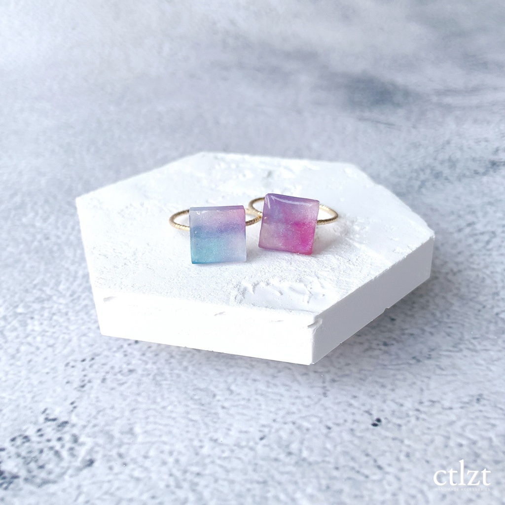 【指輪 】Square No.001 水色 桔梗