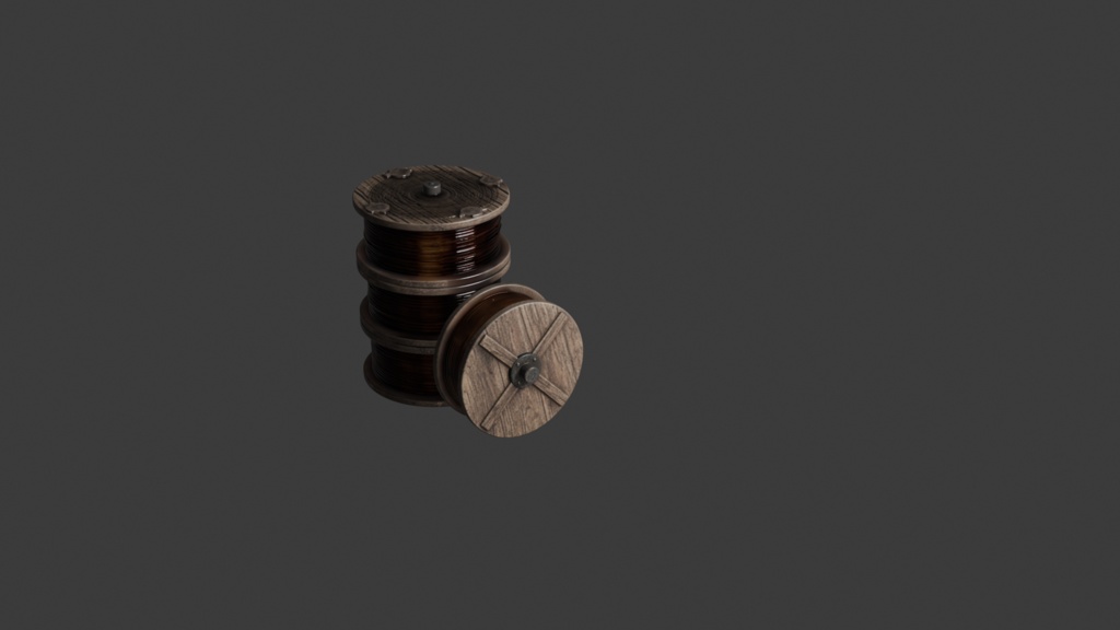 【無料】木製フィラメントスプール - 小道具・背景オブジェクト【用汎用3D素材】