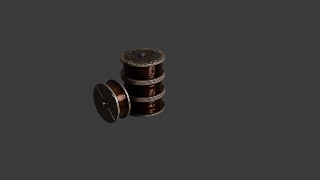 【無料】木製フィラメントスプール - 小道具・背景オブジェクト【用汎用3D素材】