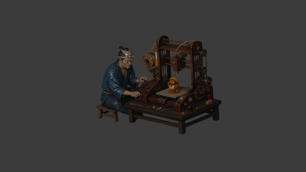 【江戸サイバーパンク】職人と3Dプリンター - ジオラマセット