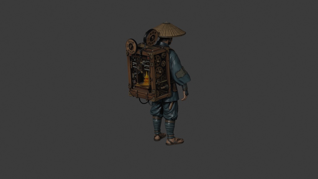 【江戸サイバーパンク】旅する職人 - 3Dキャラクター素材