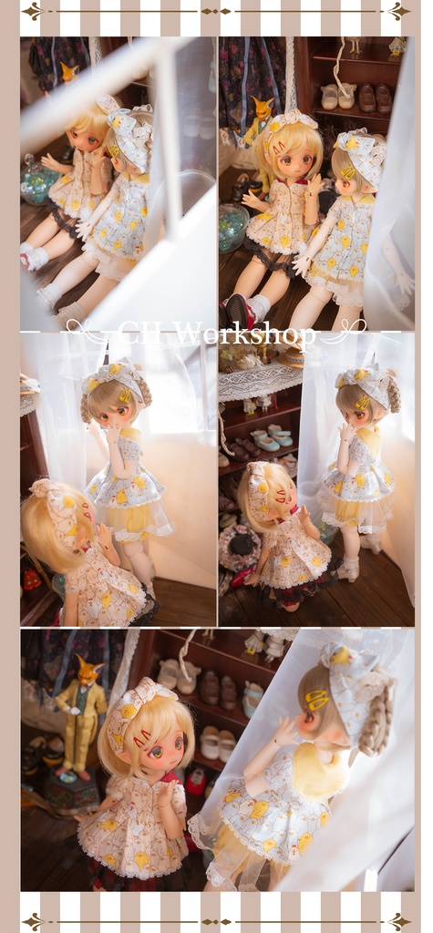 「ビンテージ・ひよこ」 お洋服6点セット for MDD/Kumako用