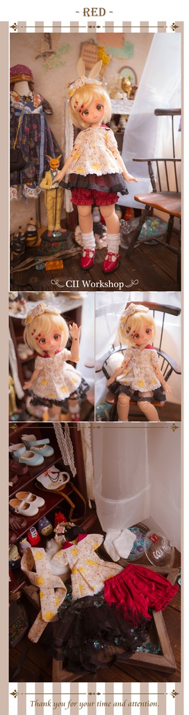 「ビンテージ・ひよこ」 お洋服6点セット for MDD/Kumako用