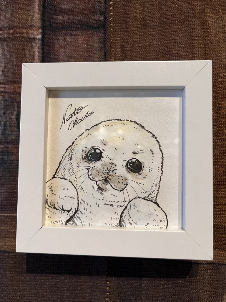 ミニ原画　ゴマフアザラシベビー