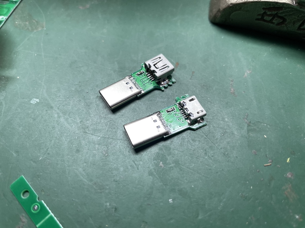 Micro-B/mini-B to Type-Cプラグ変換基板