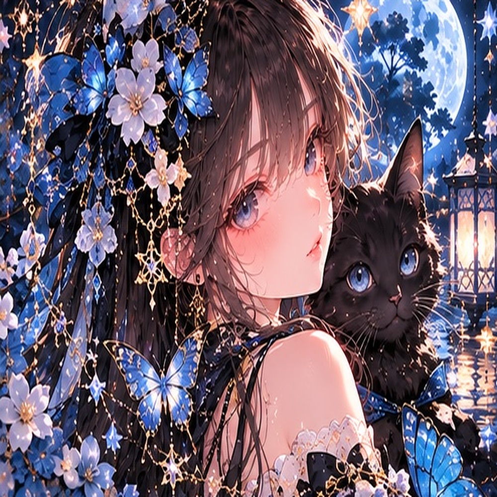 月夜の猫姫|幻想アイコン6種セット 🌙🐈